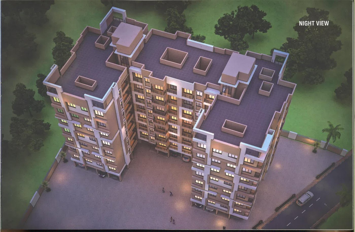 Shree Balaji Pride — Aerial Night View